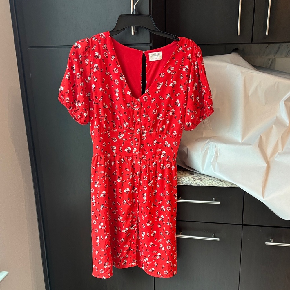 Sienna Sky Vibrant Red Floral Dress